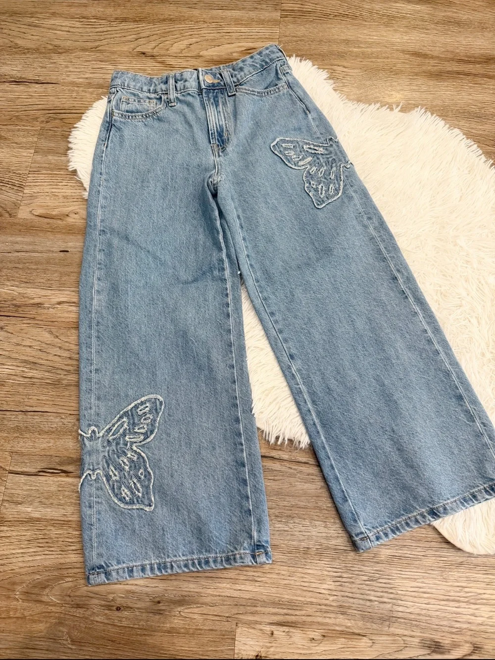 GAP Kids Wide Leg Butterfly Jeans 10 Girls Cotton Natural Fibers 90s
